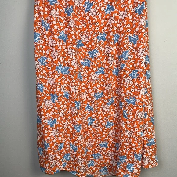 Anthropologie Maeve The Lille Side Slit Midi Skirt Size 6 Lined Orange Viscose - Picture 9 of 16